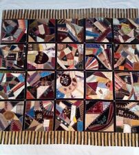 Antique Crazy Quilt Handmade and Signed in 1891 picture