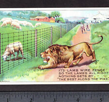 Circus Lion 1800's Big Top Tent Lamb Fence Adrian MI Farm Victorian Trade Card picture