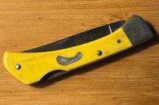 Vintage 70s U.S.A. FRONTIER Lock Back Stainless Pocket Knife Sundown Yellow picture