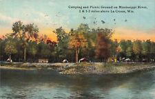 Camping & Picnic Ground Mississippi River La Crosse Wisconsin WI 1912 Postcard picture