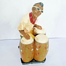 Conga Drum Player Apparence Paris Enesco 10 in Resin Statue Vtg Jazz Band Bongo picture