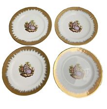 4 Vintage Rare Bavaria West Germany Plates Old Love Story Couple 24kt Gold Trim picture