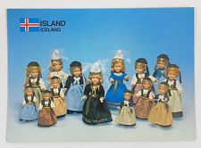 Dolls in National Costumes of Iceland Postcard Unposted picture