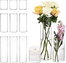 CUCUMI 12 Pack Glass Cylinder Vases/Hurricane Candle Holders  4, 8,12 Inch picture