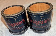 2 Vtg Seagram's VO Canadian Whiskey Leather Dice Cups Stitched Made in Hong Kong picture