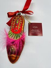 Lenox Yuletide Treasures PARTY GIRLS Blown Glass SHOE Ornament, Christmas, MIB picture