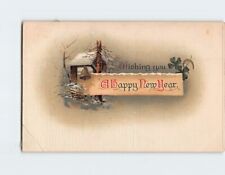 Postcard Wishing you A Happy New Year with Embossed Art Print picture