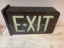 Antique Art Deco Lighted Exit Metal Commercial Industrial Wall Sign Rare picture
