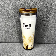 Starbucks Tumbler Cup Bali Global Cities Plastic Travel Brown White 2004 12 oz picture