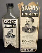 Vintage Sloans Liniment 6oz. Glass Medicine Bottle Half Full w/Original Box picture