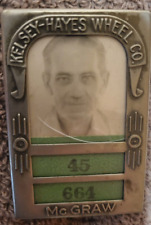Vintage 1940’s Kelsey-Hayes Wheel Corp. Employee ID Badge, Mc Graw Plant picture