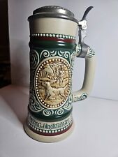 VINTAGE 1977 BEER STEIN by AVON FEATURING TROUT + ENGLISH SETTER - BRAZIL MADE picture