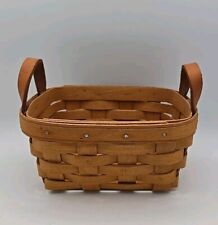 Vtg Longaberger Small Handwoven Basket Leather Handles 1995 picture