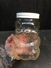 Vintage Skippy Super Chunk Peanut Butter Bear Glass Jar Chipmunk Beaver picture