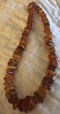 Amber Beads Nature Butterscotch Honey Rich Silver latch clasp 16” Necklace VTG picture