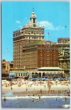 The Shelburne Hotel Boardwalk Atlantic City NJ Beach Swimmers Posted RPPC c1963 picture
