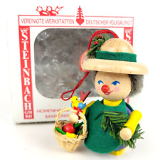 Vintage Steinbach Germany 3” Wooden Gardener Basket Christmas Ornament Boxed New picture