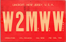 1941 W2MWW Lincroft New Jersey Ham Radio Amateur QSL Card Postcard picture
