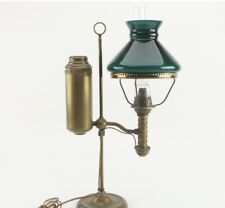 Antique Manhattan Brass student Lamp with  Emeralite Green Shade 1876 picture