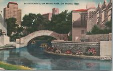 San Antonio Texas San Antonio River Flagstone Bridge Postcard picture