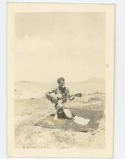 Vintage Photo Handsome shirtless muscle man playing guitar smoking Cig Gay Int picture