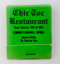 Vintage Chic Toc Restaurant Matchbook Emmetsburg Iowa IA 1980s picture