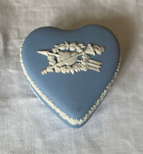 Wedgwood Blue Jasperware 2001 Covered Couples Heart Trinket Box Rare 0665 picture