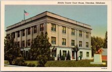 Cherokee, Oklahoma Postcard ALFALFA COUNTY COURT HOUSE Curteich Linen c1940s picture