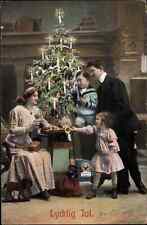 Family Mother Father Children Christmas Tree Lycklig Jul c1910 Postcard picture
