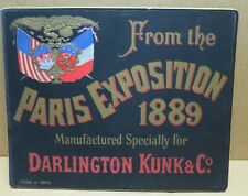 FRANCE UNITED STATES Universal Exhibition 1889 Cardboard Pub Darlington Kunk & co picture