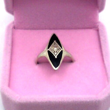 Antique Balfour Pi Beta Phi Sorority Crest 925 Silver & Onyx Ring Size 4.25 Rare picture
