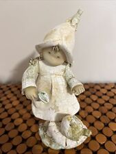 Vintage Cottage Core Girl With A Bird On Mushroom Figure  picture