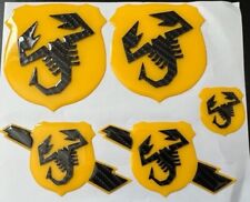 Rare Abarth Emblem Sticker Front Rear Side 3D Scorpion Carbon Set Of 5 Yellow picture