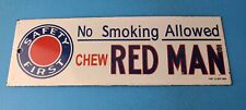 VINTAGE RED MAN PORCELAIN TOBACCO CHEW NO SMOKING GAS PUMP PLATE SERVICE SIGN picture