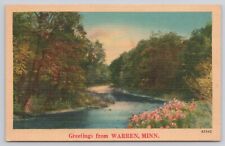 Greetings from Warren Minnesota MN Peaceful Flowing River Postcard picture