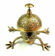 Vintage Unique Brass Frog Desk Bell Antique Hotel Counter Reception Bell Gift picture