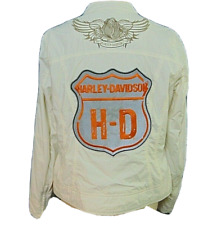 Harley-Davidson Windbreaker Jacket Womans L Vintage Zip Up Embroidered White picture