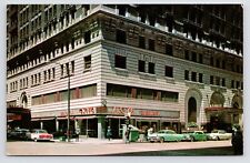 c1950s~La Salle Hotel~Downtown~Street View~Cars~Theatre~Chicago IL~VTG Postcard picture