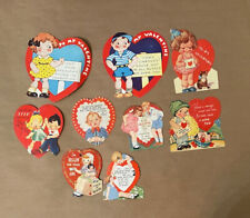 Vintage Valentine Cards 1940s Lot of 9 Heart Shaped picture