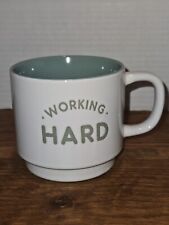 Working Hard Coffee Tea Mug White with Teal Inside picture