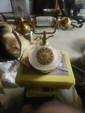 Vintage Brass Rotary Telephone Mid Century Modern Hollywood Glam - Untested picture