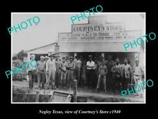 OLD POSTCARD SIZE PHOTO OF NEGLEY TEXAS VIEW OF COURTNEYS GENERAL STORE c1940 picture