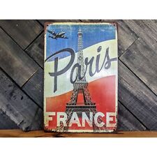 Paris France Vintage Metal Travel Sign - 8 x 12 in picture