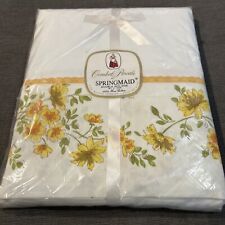 Vtg Springmaid Yellow Wind Flower Combed Percale Flat Sheet DOUBLE BED UNOPENED picture