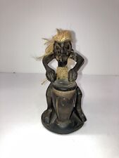Native African Tribe Hand Carved Wooden Drumming Deity Art Statue ￼Antique picture
