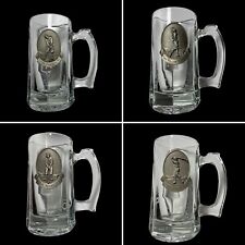 Lot of 4 Vintage FORT PEWTER Golf Medallion Beer Stein Mug Glasses Barware picture