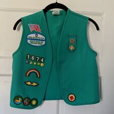 Junior Girl Scout Green Vest With Patches & Pins Med Greater Chicago NW Indiana  picture