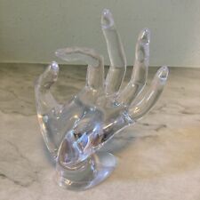 Clear Acrylic Lucite Hand Model Jewelry Display Vintage Plastic Blue w/UV Light picture