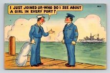 WW11 Military Comic, Navy Free Mailing Postcard 1944 Navy Cancel picture