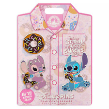 Disney Parks Stitch & Angel Doughnut Attacks Snacks Trading Pin 3 Pc. Set - NEW picture